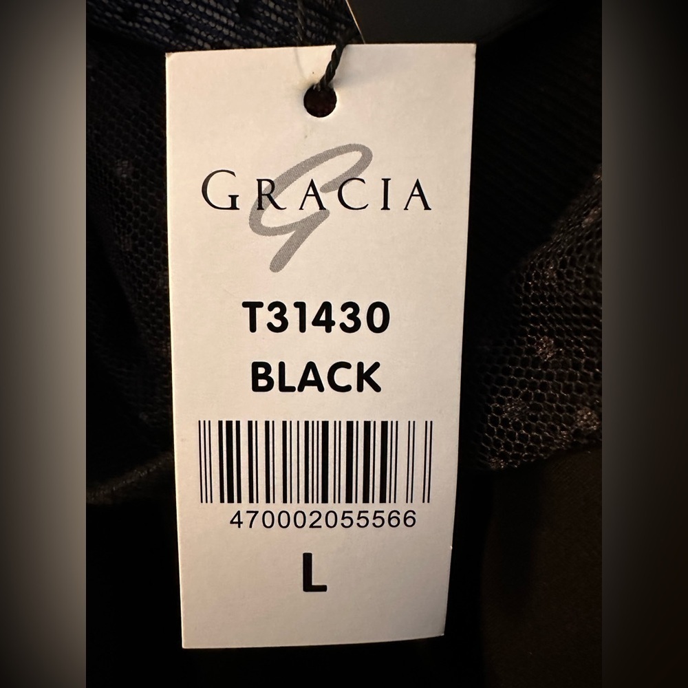 Gracia Black Sheer Ruffle Sleeve Blouse NWT - Picture 5 of 5